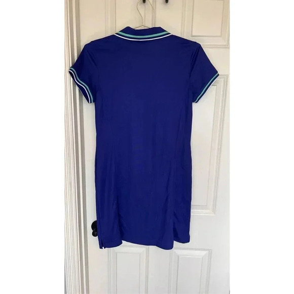 Vintage Lady Hagan Women’s M Blue Green Collared T-Shirt Mini Dress Pockets - Picture 4 of 10